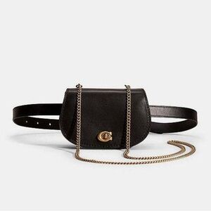 Elegant Black Leather Belt Bag